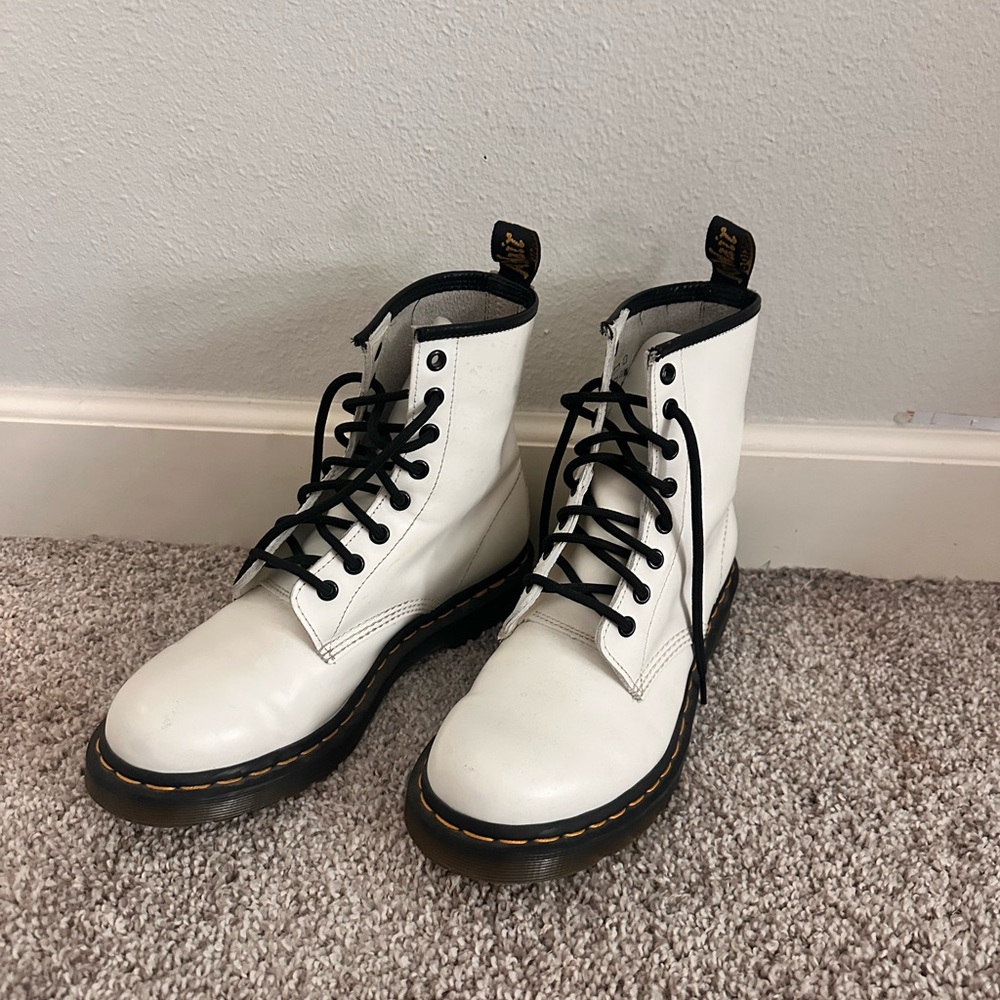 Dr. Martens White Leather Boots